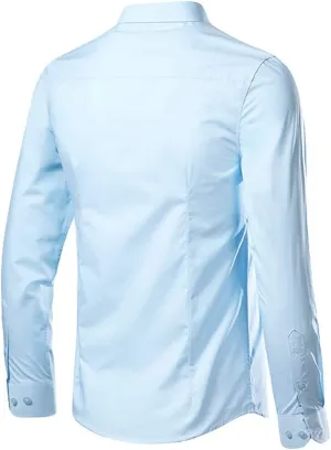 Mens Dress Shirts Long Sleeve Performance Quick Dry Stretch Untucked Casual Button Down Shirt Business Work Shirts