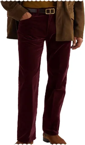 Men's Fashion Velvet Dress Suit Pants Flat Front Trousers