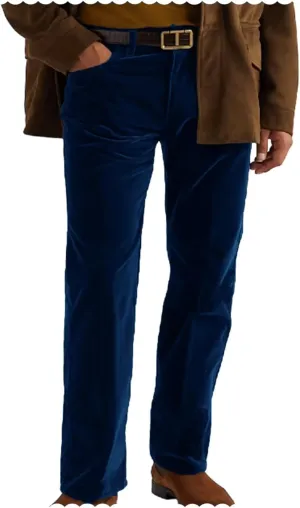Men's Fashion Velvet Dress Suit Pants Flat Front Trousers