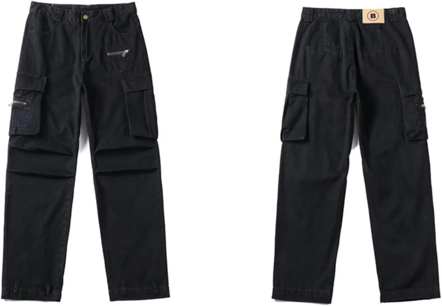 Men's High-Street Cargo Pants,Multi-Pocket,Straight-Leg Loose Versatile Casual Trousers