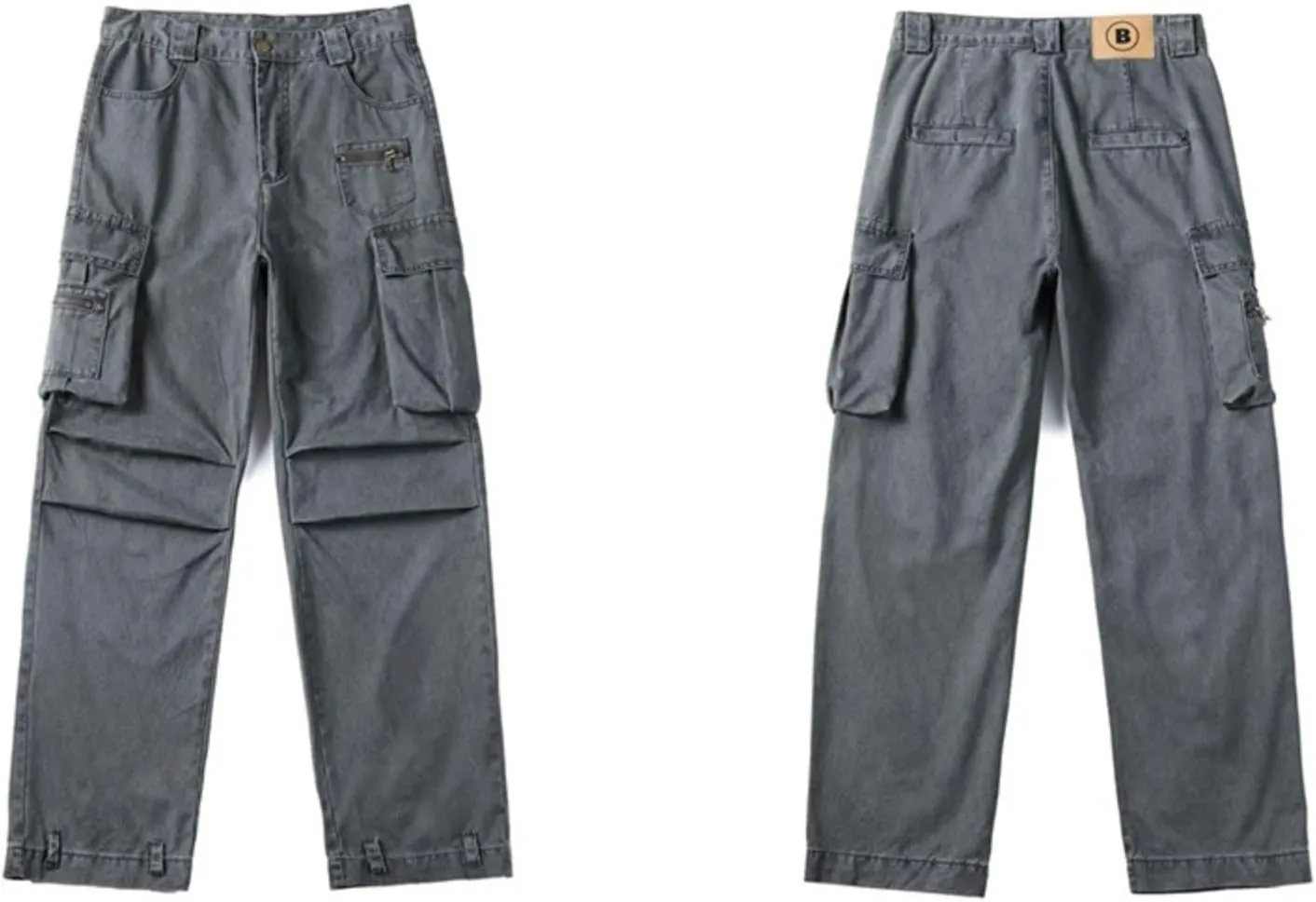 Men's High-Street Cargo Pants,Multi-Pocket,Straight-Leg Loose Versatile Casual Trousers