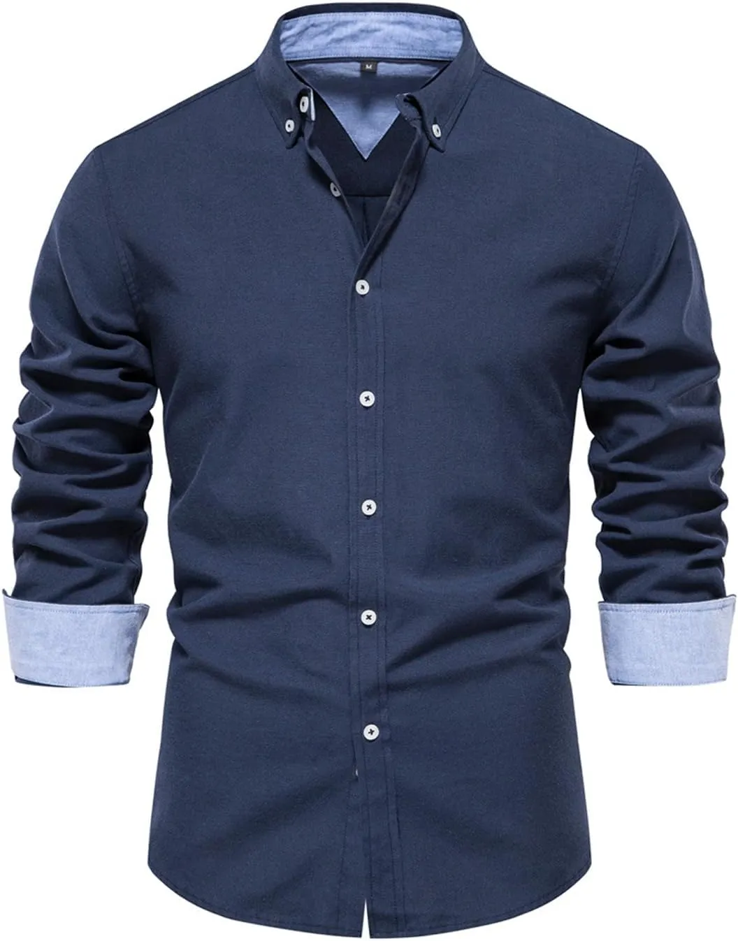 Men's Oxford Shirts Regular Fit Button Down Shirt Business Casual Shirts Long Sleeve Dress Shirt Solid Oxford Shirt