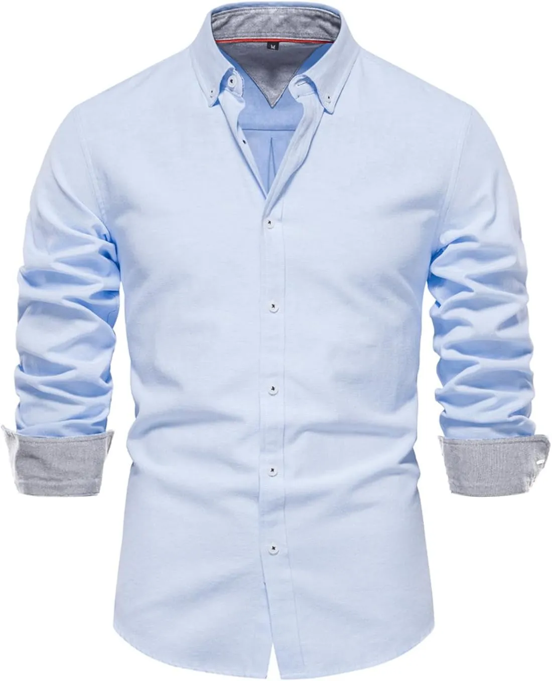 Men's Oxford Shirts Regular Fit Button Down Shirt Business Casual Shirts Long Sleeve Dress Shirt Solid Oxford Shirt