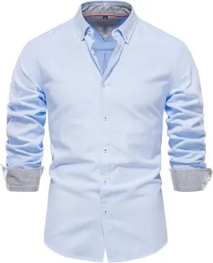 Men's Oxford Shirts Regular Fit Button Down Shirt Business Casual Shirts Long Sleeve Dress Shirt Solid Oxford Shirt