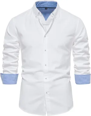 Men's Oxford Shirts Regular Fit Button Down Shirt Business Casual Shirts Long Sleeve Dress Shirt Solid Oxford Shirt