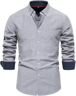 Men's Oxford Shirts Regular Fit Button Down Shirt Business Casual Shirts Long Sleeve Dress Shirt Solid Oxford Shirt