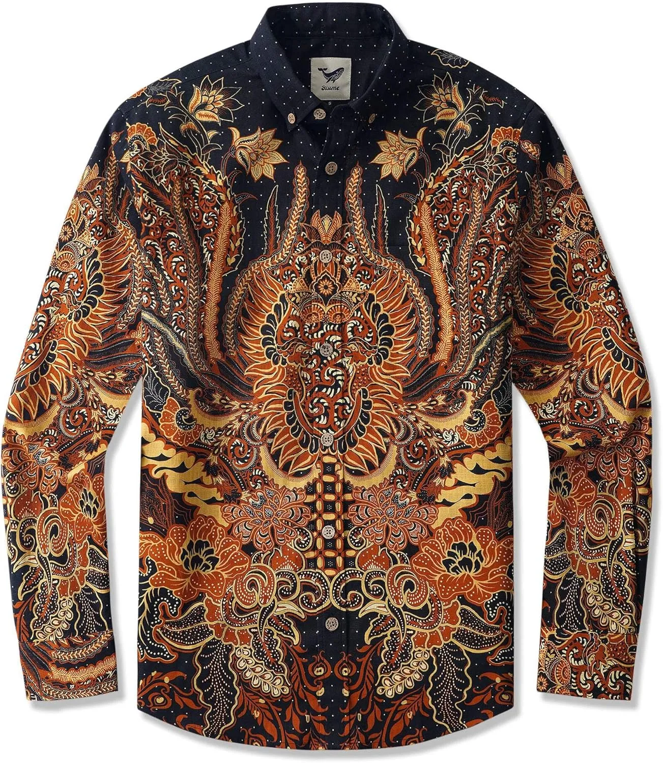 Mens Print Button Down Long Sleeve Shirt with Pocket Cotton Dress Shirt Vacation Casual Business