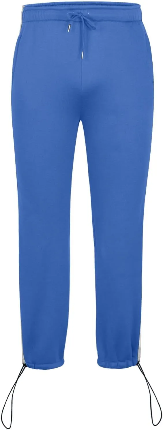 Men's Straight Leg Pants Contrast Drawstring Elastic Waist Sports Pants Work Casual Trousers with Pockets