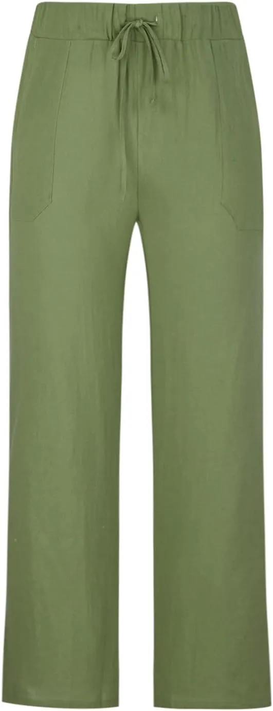 Men's Summer Cotton Linen Pants Solid Casual Drawstring Pant 2025 New Beach Vacation Trousers Business Work Clothes