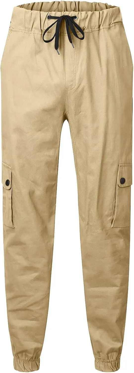 Mens Sweatpants Golf Pants Men Stretch Men's Heavyweight Cargo Fleece Sweatpants Stretch Elastic Waist Jogger Trouser
