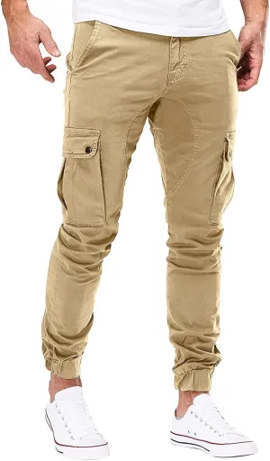 Mens Sweatpants Golf Pants Men Stretch Men's Heavyweight Cargo Fleece Sweatpants Stretch Elastic Waist Jogger Trouser