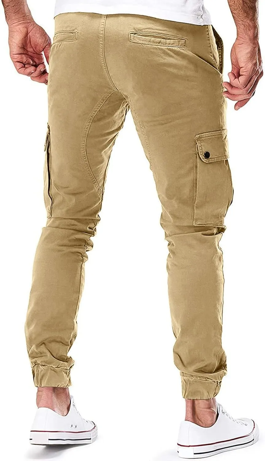 Mens Sweatpants Golf Pants Men Stretch Men's Heavyweight Cargo Fleece Sweatpants Stretch Elastic Waist Jogger Trouser