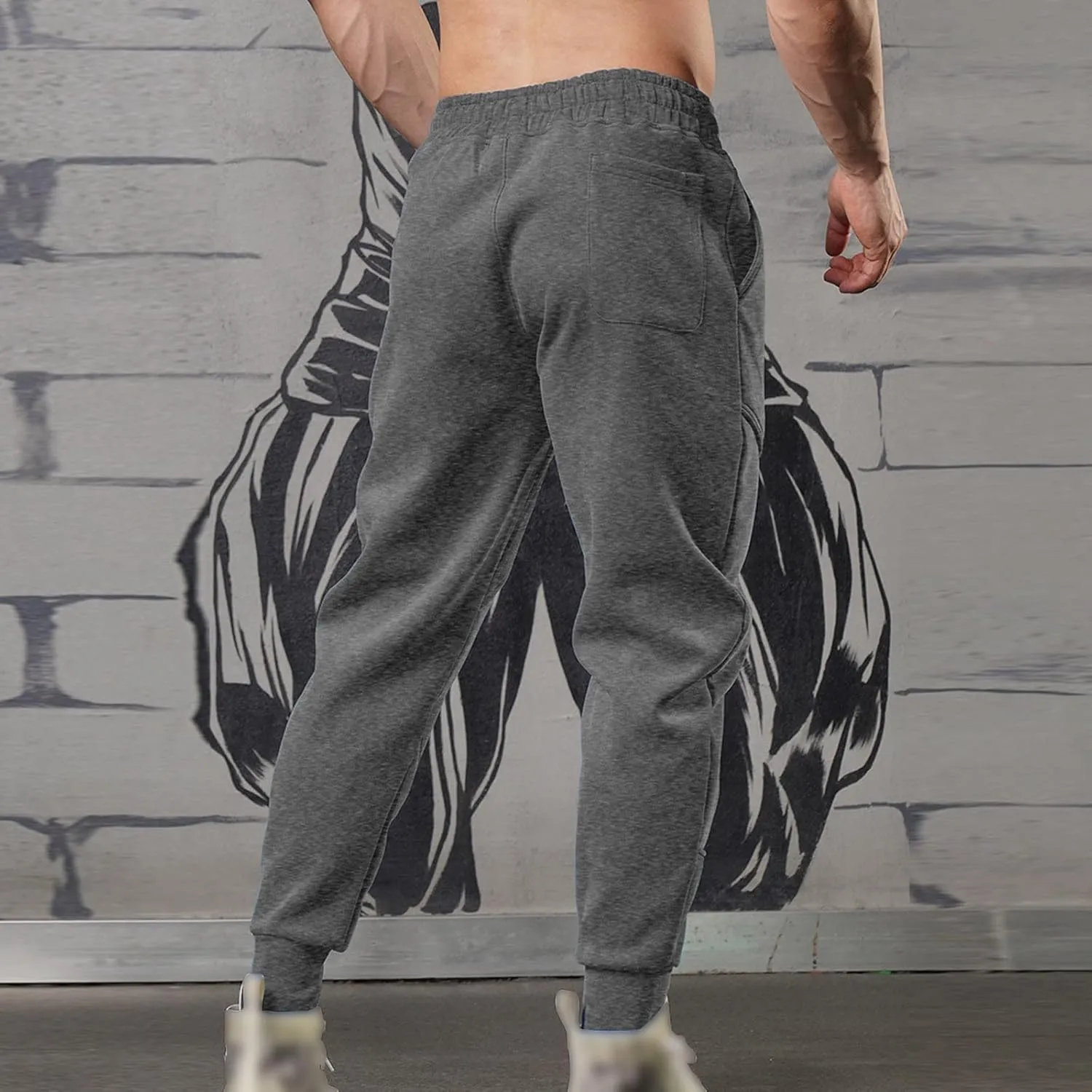Mens Sweatpants with Pockets Big and Tall Casual Wide Leg Drawstring Open Bottom Sweat Pants Lounge Pants Cargo Pants