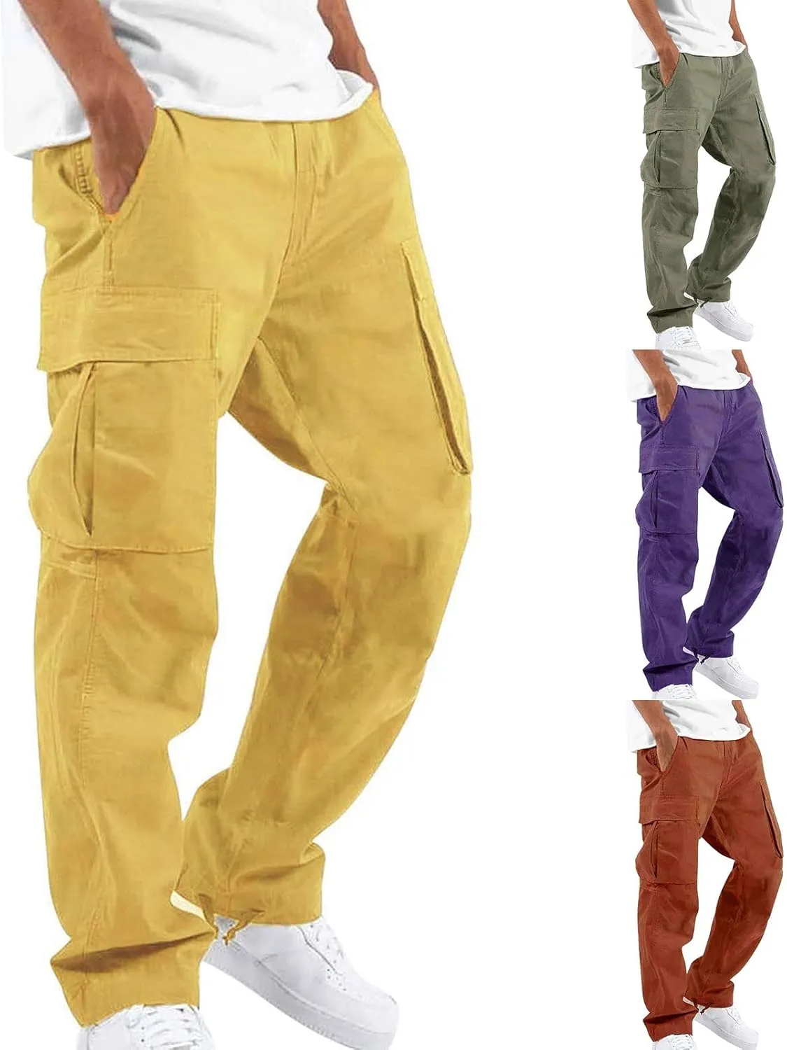 Mens Sweatpants with Pockets Big and Tall Joggers for Men Elastic Waist with Zipper Pockets Sweat Pants Men's Winter
