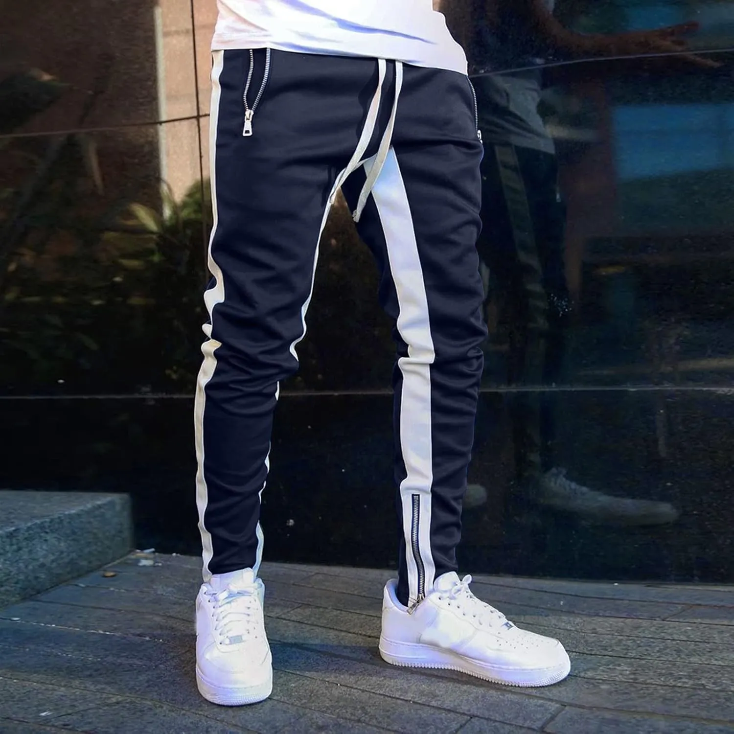 Mens Workout Cargo Sweatpants Baggy Big and Tall Jogger Sweatpants Cargo Joggers for Men Stretch Relaxed Fit Elastic