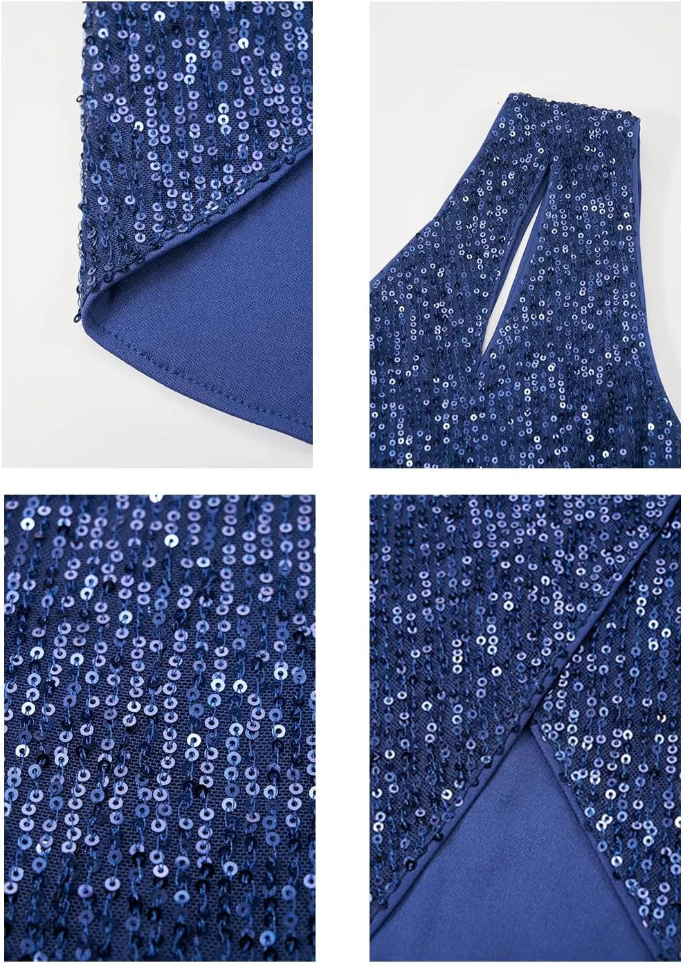 MISSCHEN Women's One Shoulder Sequin Sparkly Glitter Wrap Midi Cocktail Dress