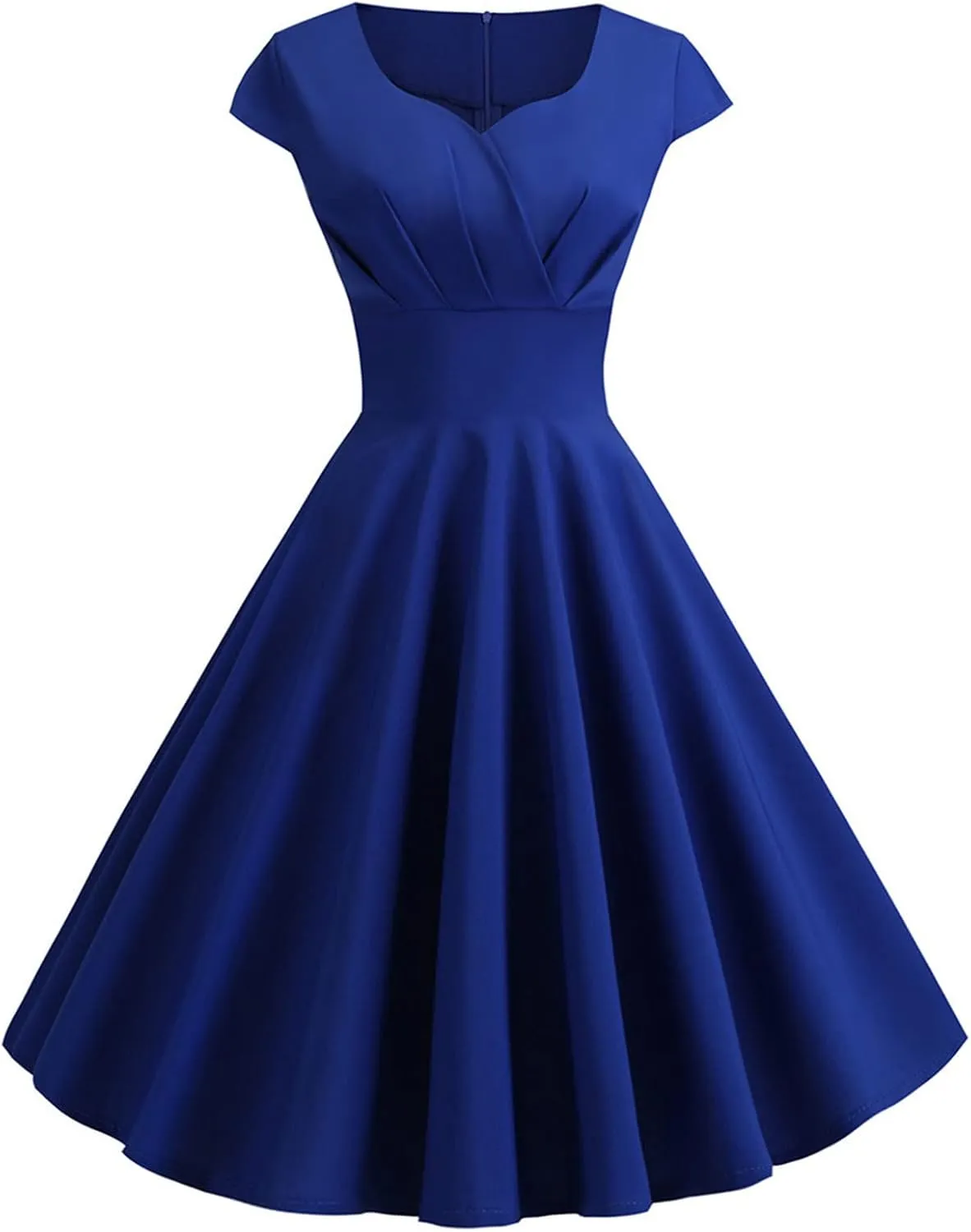 NaRHbrg Women's 1950s Vintage Dress Wrap V Neck Cap Sleeve Dress Retro Cocktail Party Swing Dresses A-Line Flared Midi Dress
