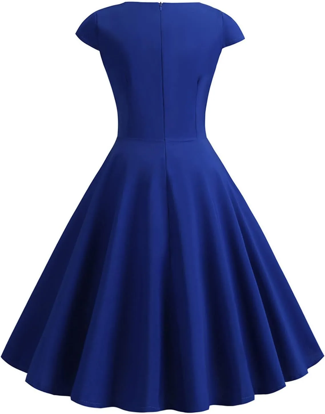 NaRHbrg Women's 1950s Vintage Dress Wrap V Neck Cap Sleeve Dress Retro Cocktail Party Swing Dresses A-Line Flared Midi Dress