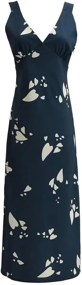 Niiyyjj Women's Printed V-Neck Vest Dress Backless Long Maxi Dress Boho Beach Cover Up Slit Evening Gown
