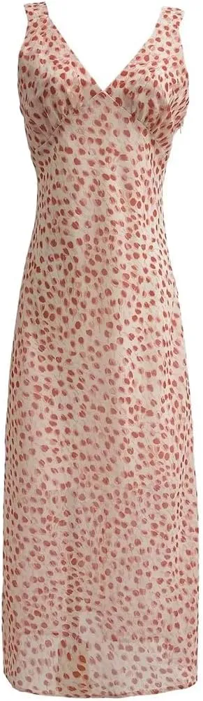 Niiyyjj Women's Printed V-Neck Vest Dress Backless Long Maxi Dress Boho Beach Cover Up Slit Evening Gown