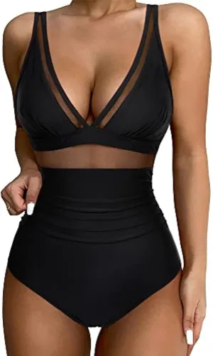 One Piece Swimsuits for Women Tummy Control Sexy Deep V Shapewear Bathing Suits Full Coverage Slimming Swimwear
