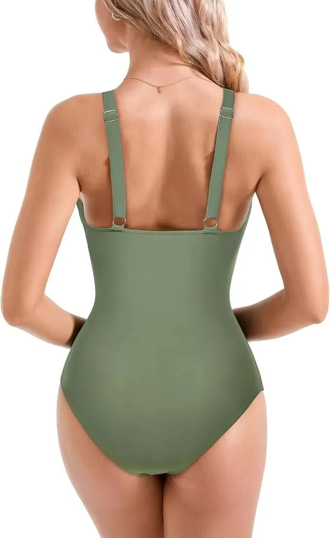 One Piece Swimsuits for Women Tummy Control Sexy Deep V Shapewear Bathing Suits Full Coverage Slimming Swimwear