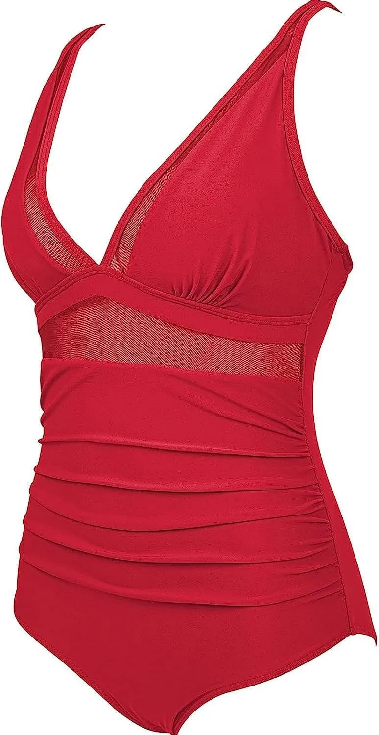 One Piece Swimsuits for Women Tummy Control Sexy Deep V Shapewear Bathing Suits Full Coverage Slimming Swimwear
