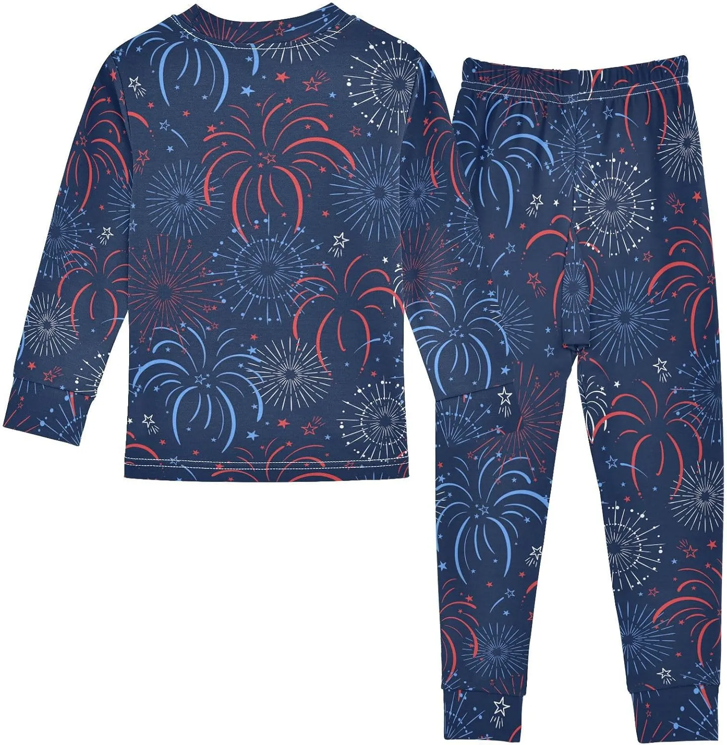 Pajama Sets Long Sleeve Firework Soft Comfy Sleepwear 2 Piece PJS 3-8T