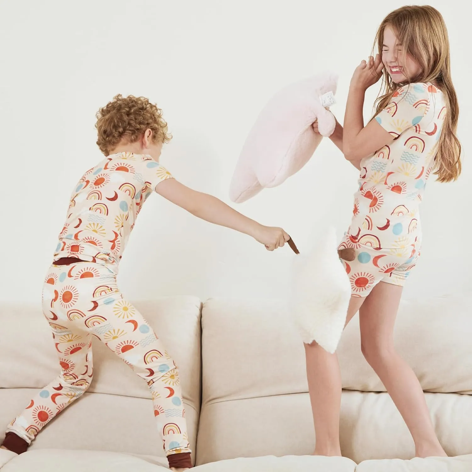PATPAT Kids 3-Piece Pajama Sets with Bamboo Viscose,Snug Fit Pjs for Boys and Girls,All-Season Comfort Sleepwear, Ages 2T-12Y