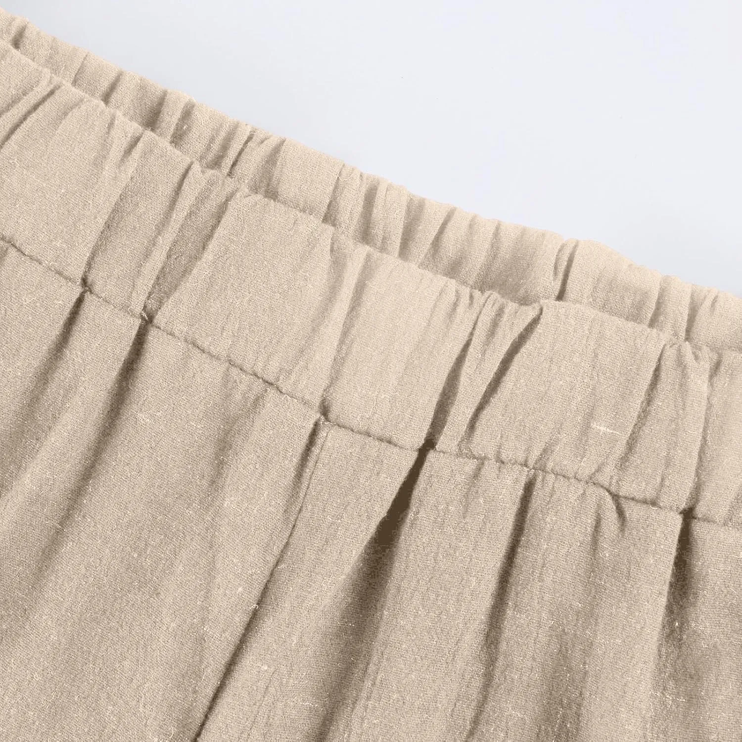 Pedal Pushers for Women Elastic Wasit Linen Shorts Summer Boho Lightweight Baggy Cropped Capris Pants with Pockets