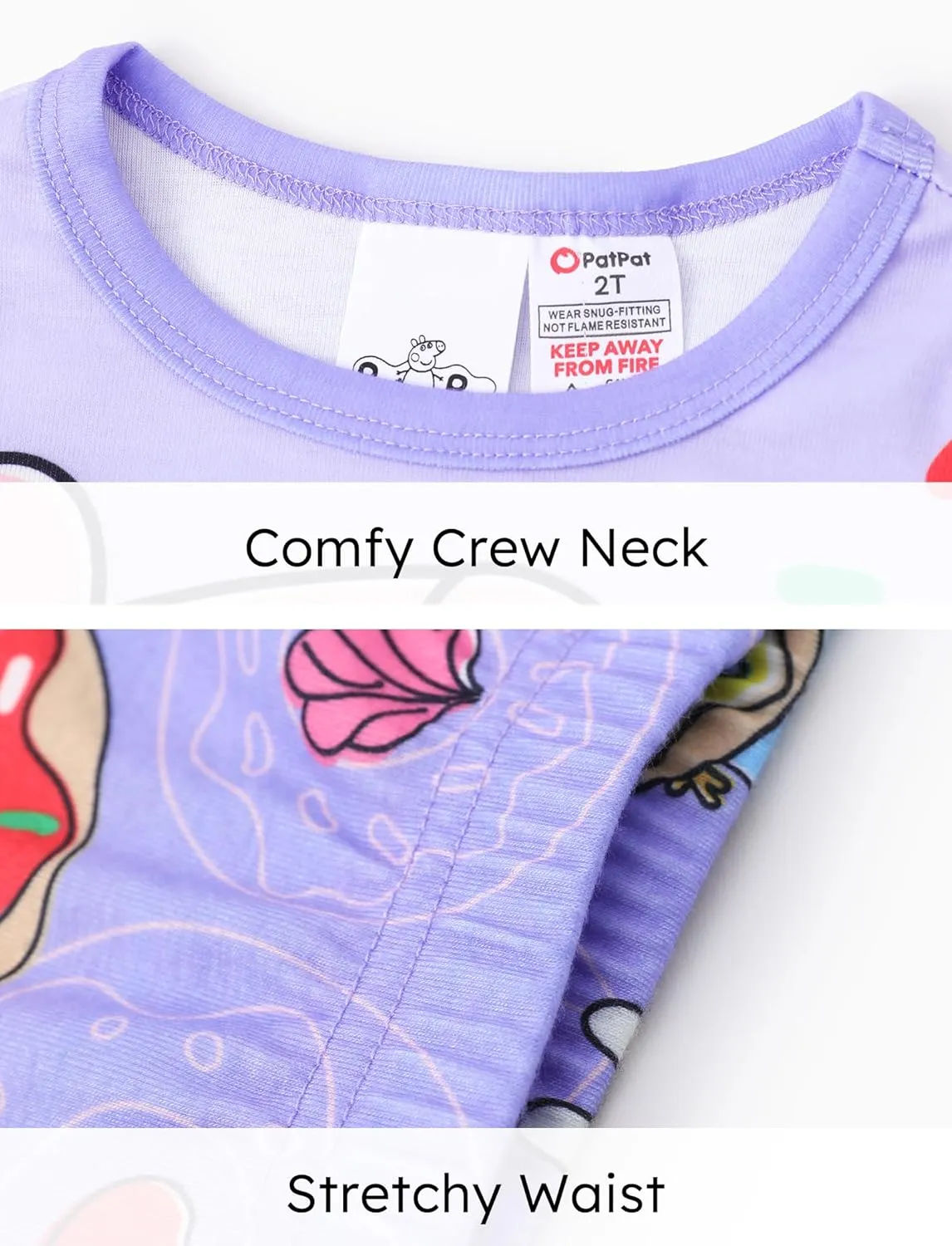 Peppa Pig Toddler Girls Pajamas Sleepwear Slim Fit 2-Piece Pajama Sets Long sleeves T-Shirt and Pants