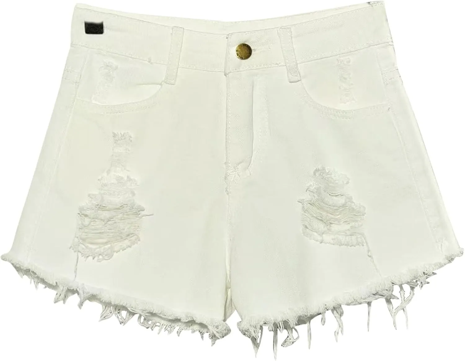 Plus Size Women Denim Shorts Summer Casual Jean Shorts Ladies High Waisted Frayed Hem Ripped Jeans Fringe Jeans Shorts