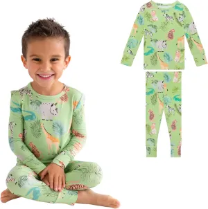 Posh Peanut Boys Pajamas - PJs for Kids Made of Soft Viscose from Bamboo, Long Sleeve Toddler PJs & Matching Boys Pajama Sets (10-12 Years) Safari Animals
