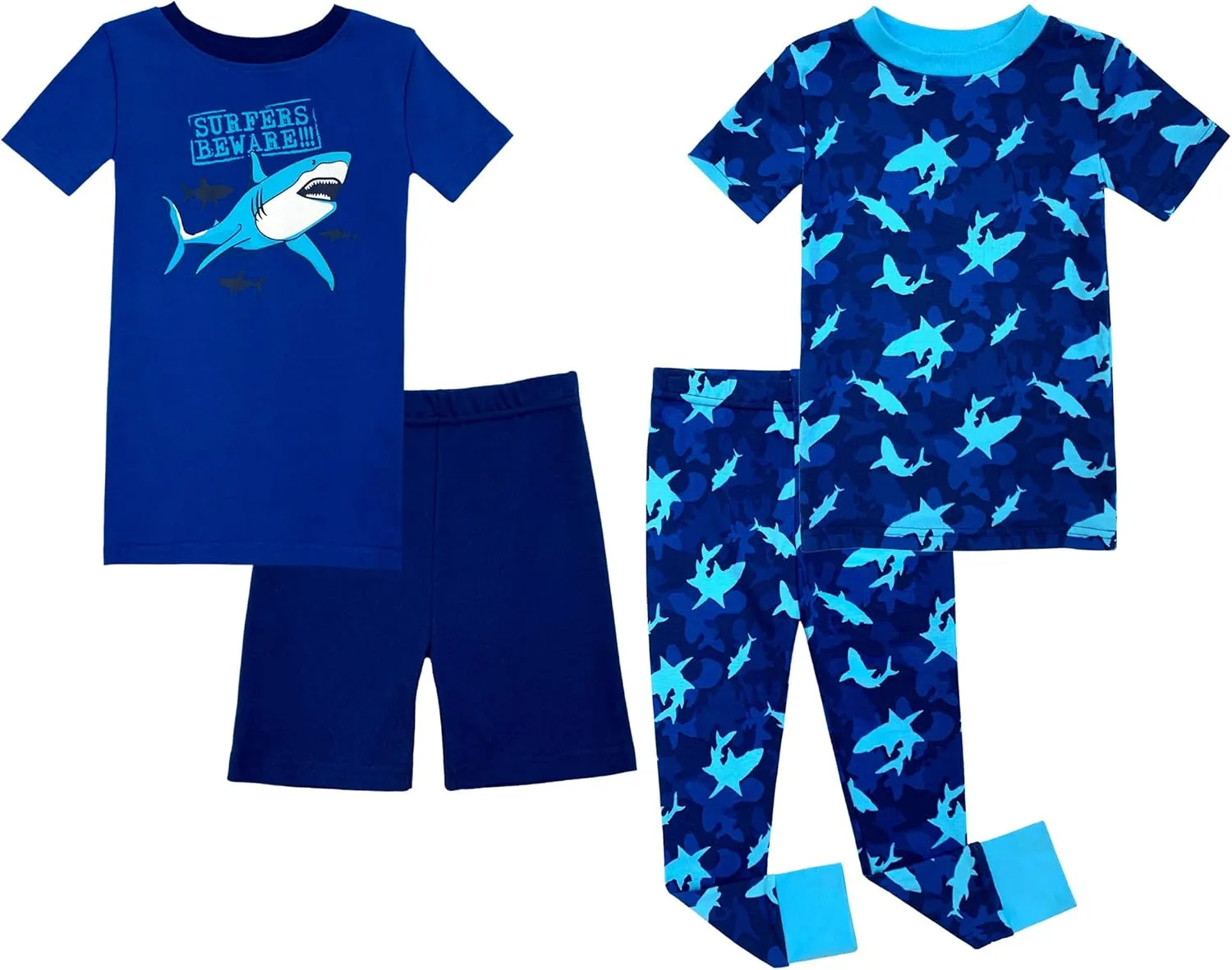 Prestigez Boys' Organic Cotton 4 Piece Pajama Sleepwear Set