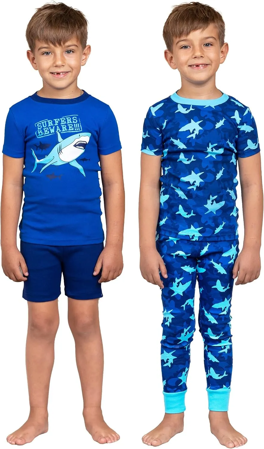 Prestigez Boys' Organic Cotton 4 Piece Pajama Sleepwear Set