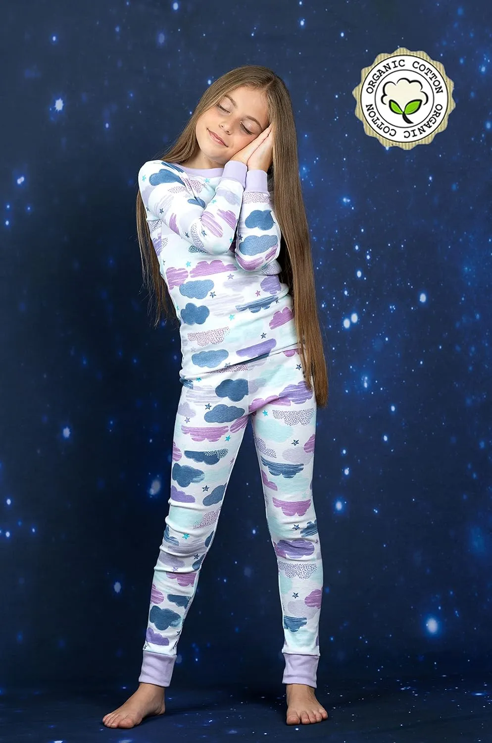 Prestigez Girls' Organic Cotton 2 Piece Pajama Sleepwear Set