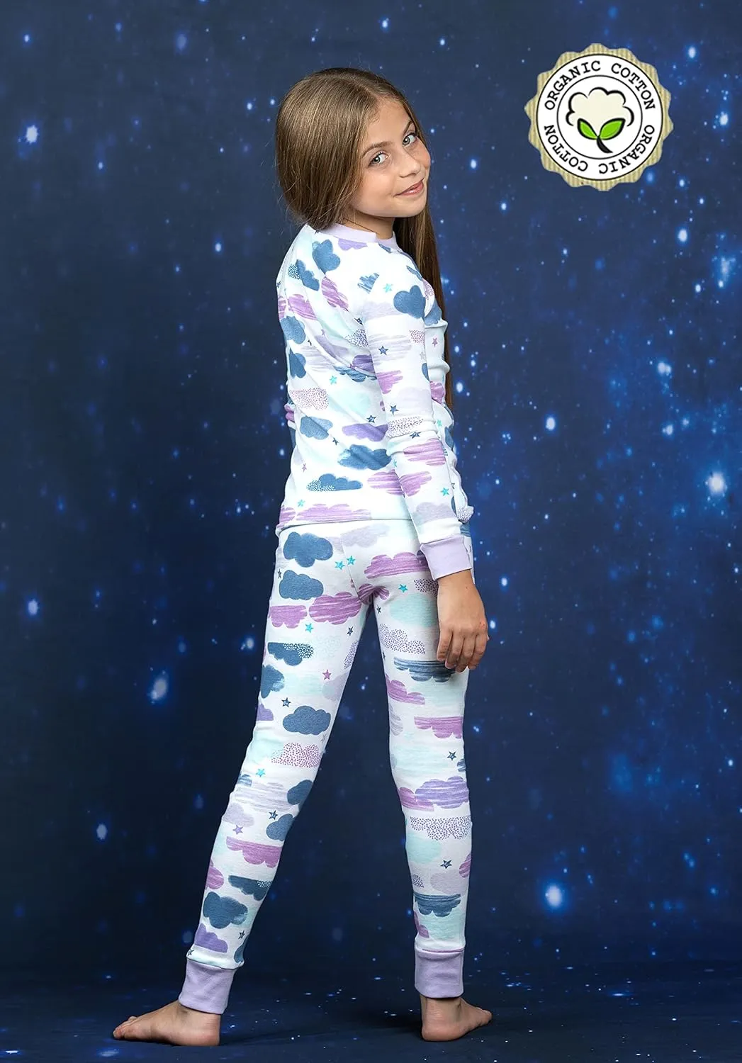Prestigez Girls' Organic Cotton 2 Piece Pajama Sleepwear Set