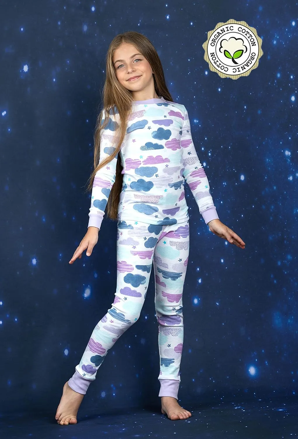 Prestigez Girls' Organic Cotton 2 Piece Pajama Sleepwear Set