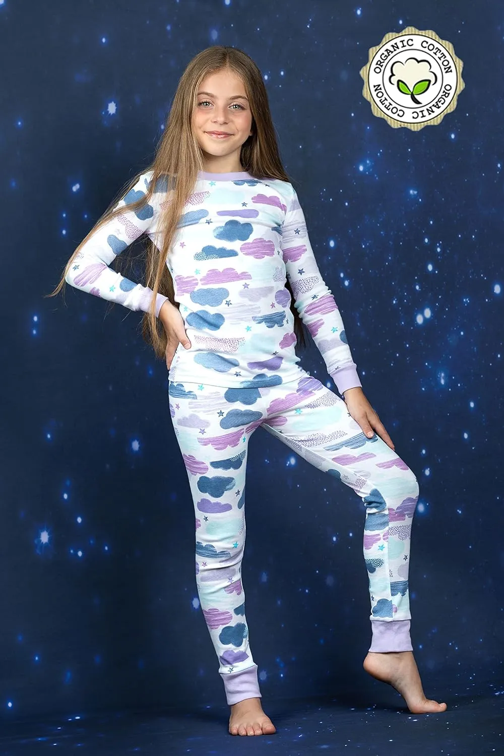 Prestigez Girls' Organic Cotton 2 Piece Pajama Sleepwear Set