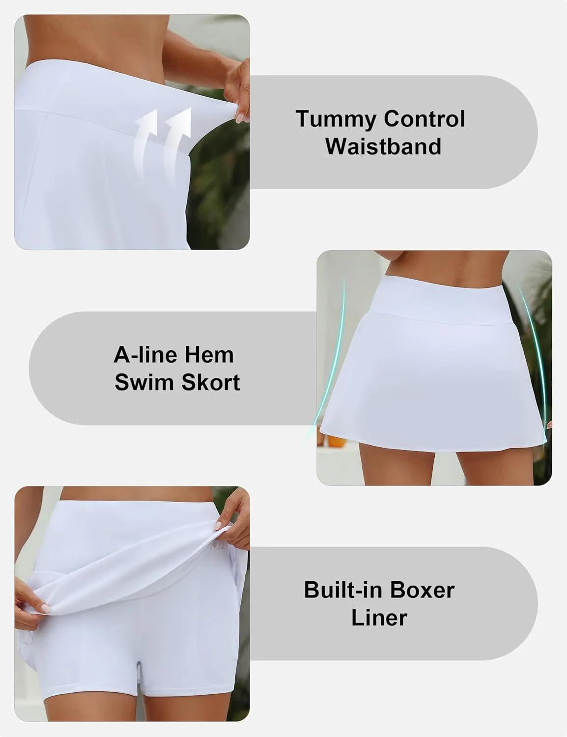 Rocorose Women's Swim Skirt High Waisted Tummy Control Flowy Bathing Suit Bottom with Pockets