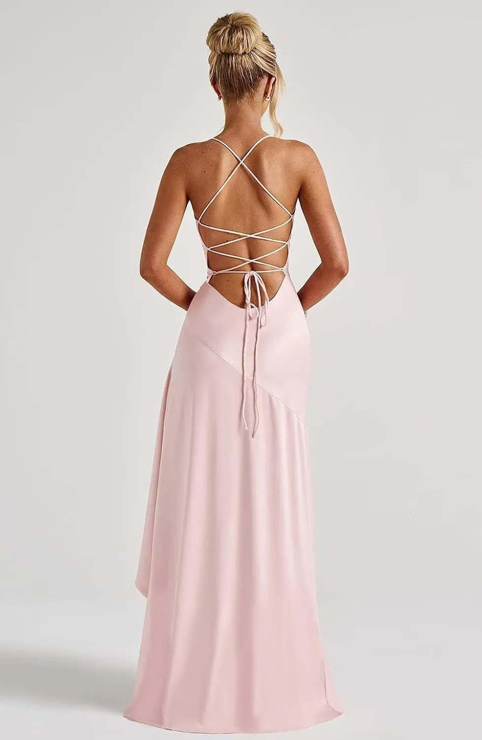 Satin Ruffles Prom Dresses for Women 2025 High-Low Mermaid Cocktail Dresses for Teen's Party Gowns