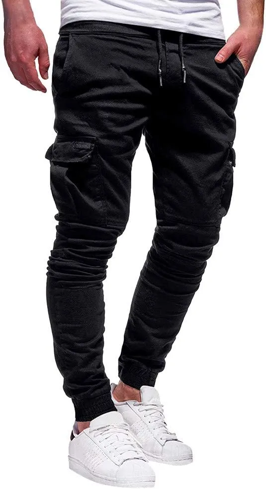sdbrld Cargo Pants For Men Mens Casual Outdoor Hiking Joggers Solid Drawstring Recreation Fitness Cargo Pants with Pocket
