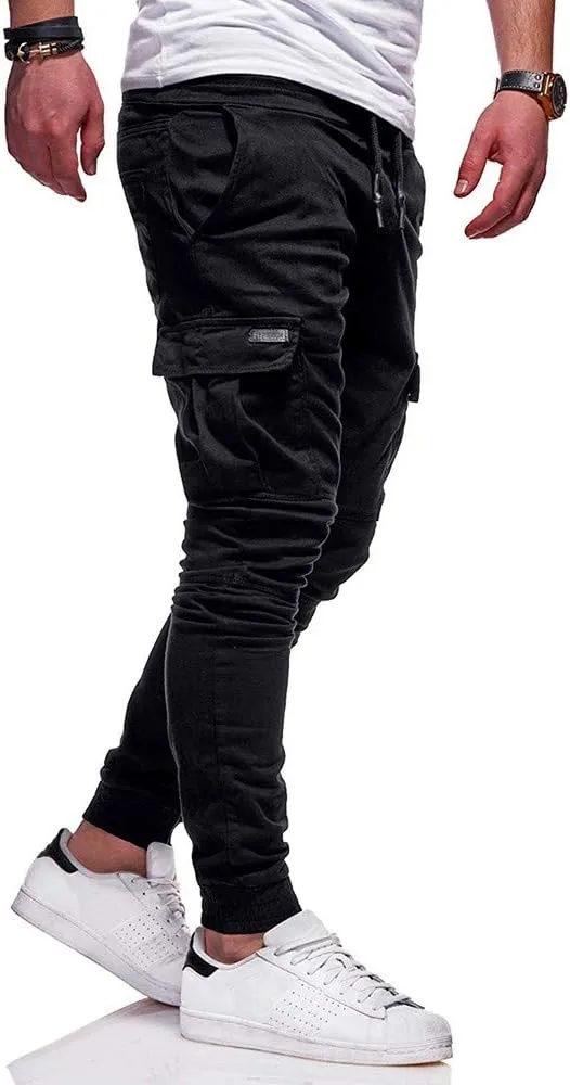 sdbrld Cargo Pants For Men Mens Casual Outdoor Hiking Joggers Solid Drawstring Recreation Fitness Cargo Pants with Pocket