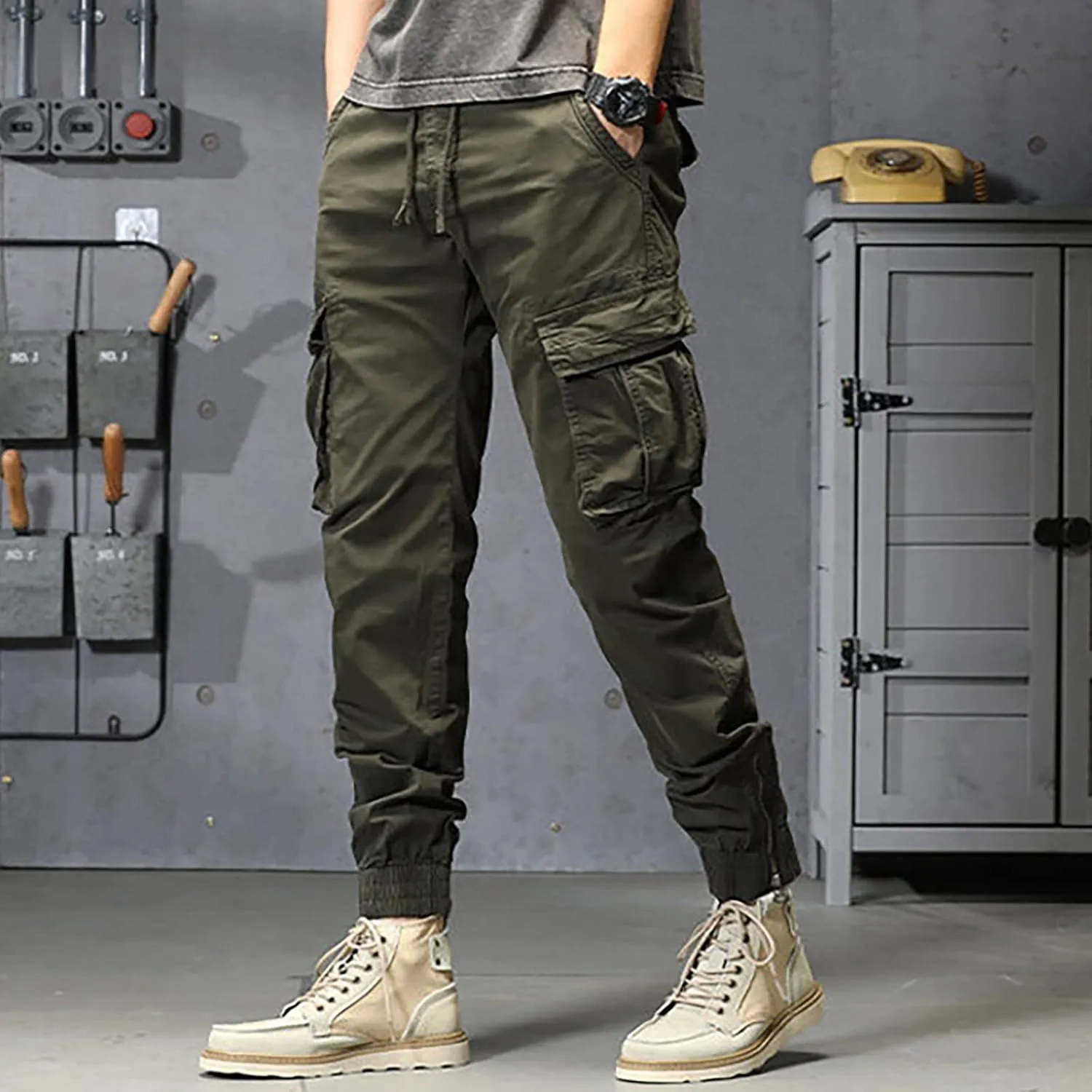 sdbrld Cargo Pants For Men Mens Casual Ripstop Tactical Pants Lightweight Outdoor Hiking Water Resistant Pants with Pockets