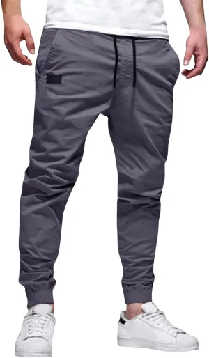 sdbrld Cargo Pants For Men Men's Fashion Outdoor Hiking Joggers Pants Solid Mid Waist Drawstring Cargo Pants with Pockets