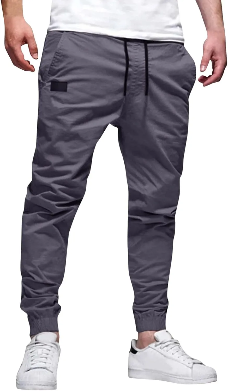 sdbrld Cargo Pants For Men Men's Fashion Outdoor Hiking Joggers Pants Solid Mid Waist Drawstring Cargo Pants with Pockets