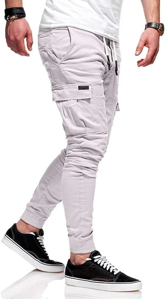 sdbrld Cargo Pants For Men Men's Fashion Outdoor Hiking Joggers Solid Drawstring Recreation Fitness Cargo Pants with Pocket