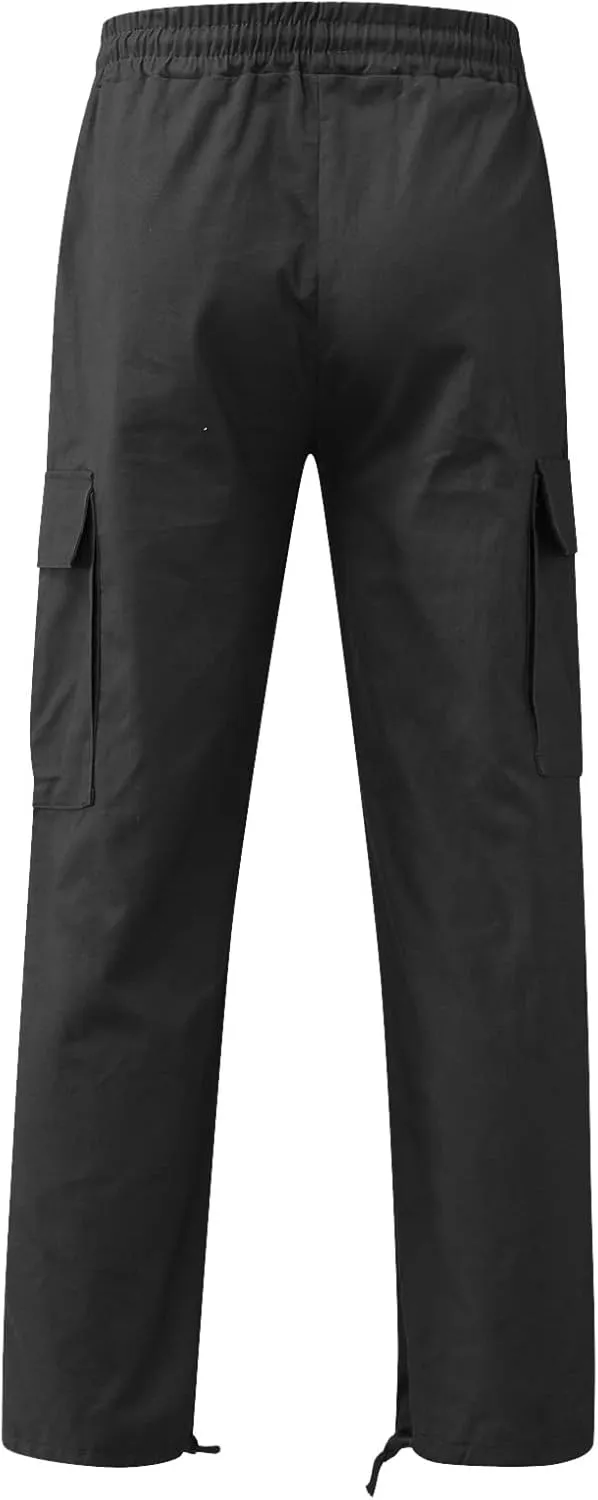 sdbrld Cargo Pants For Men Men's Fashion Relaxed Fit Pants Beach Streetwear Baggy Trousers Cargo Pants with Zipper Pockets