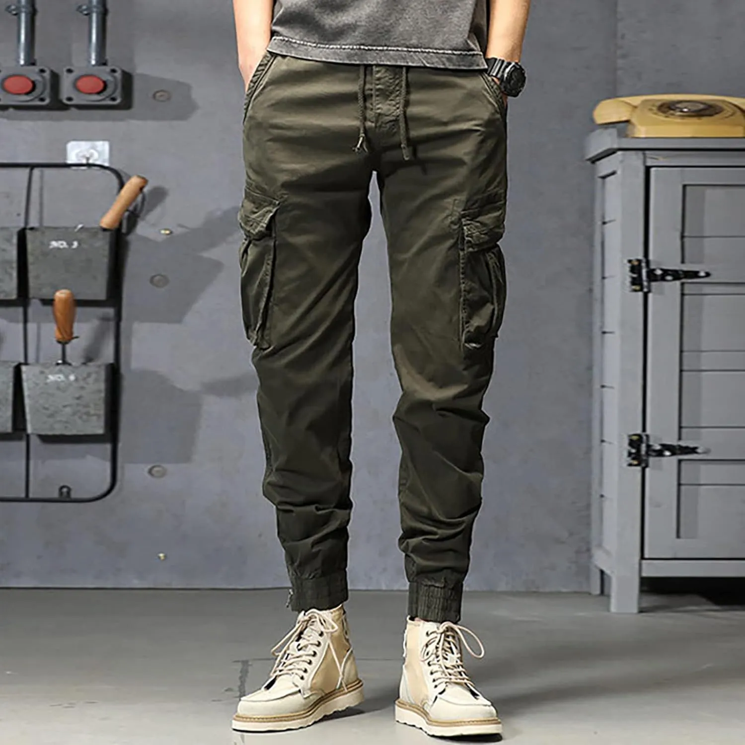 sdbrld Cargo Pants For Men Men's Fashion Ripstop Tactical Pants Lightweight Outdoor Hiking Water Resistant Pants with Pockets