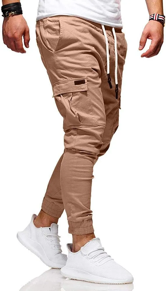 sdbrld Cargo Pants For Men Mens Outdoor Hiking Joggers Solid Trendy Drawstring Recreation Fitness Cargo Pants with Pocket